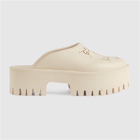 gucci rubber platform slide|Gucci perforated rubber sandals.